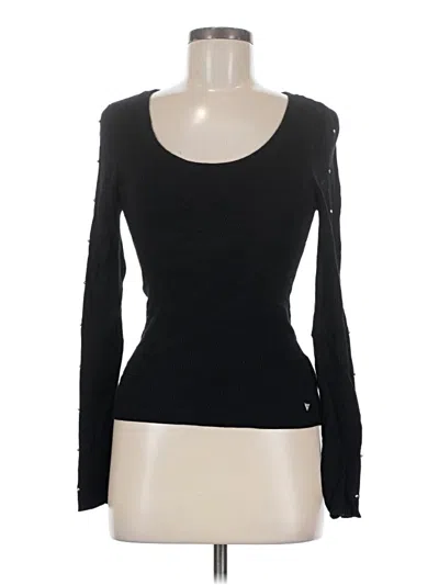 Pre-owned Guess Long Sleeve Top Black Scoop Neck Tops