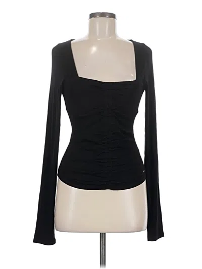 Pre-owned Guess Long Sleeve Top Black Sweetheart Neckline Tops