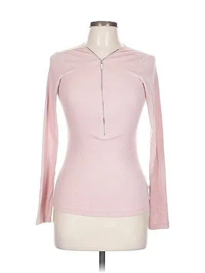 Pre-owned Guess Long Sleeve Top Pink Keyhole Neckline Tops