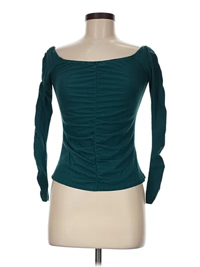 Pre-owned Guess Long Sleeve Top Teal Sweetheart Neckline Tops