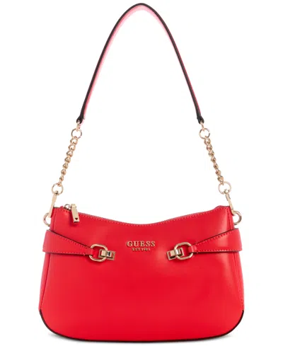 Guess Lorelei Top-zip Small Shoulder Bag In Coral Red