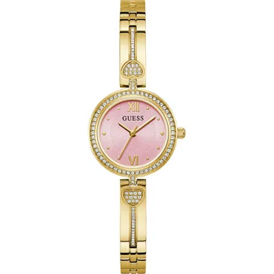 Guess Lovey Crystal Bracelet Watch, 27mm In Gold