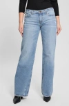 Guess Low Rise Distressed Slouchy Straight Leg Jeans In Blue