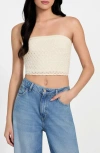 Guess Luca Strapless Crop Knit Tube Top In White