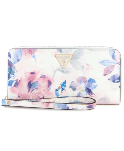 Guess Lucci Boxed Floral Print Large Zip Around Wallet In Multi