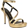 Guess Women's Lucier Strappy Platform Heel Dress Sandals In Metallic Gold