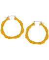 GUESS LUCITE BAMBOO-SHAPED LARGE HOOP EARRINGS, 2.25"