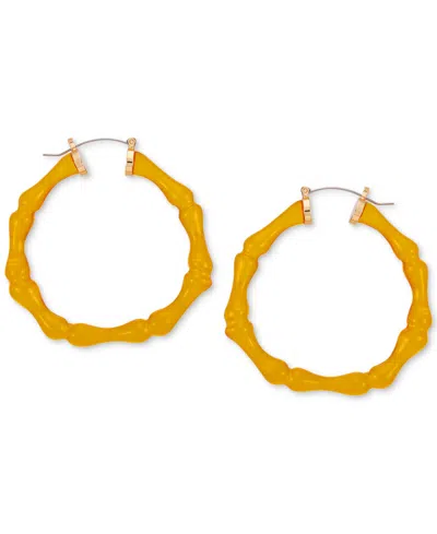 Guess Lucite Bamboo-shaped Large Hoop Earrings, 2.25" In Orange