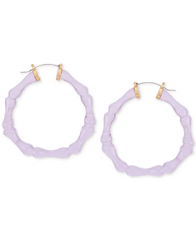 Guess Lucite Bamboo-shaped Large Hoop Earrings, 2.25" In Purple