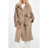Guess Lucrezia Faux Fur & Cable Knit Coat In Brown