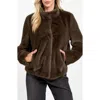 Guess Luna Faux Fur Jacket In Brown