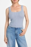 Guess Lyla Pointelle Crop Sweater Tank In Blue