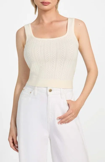 Guess Lyla Pointelle Crop Sweater Tank In White