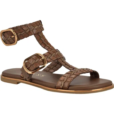 Guess Lylnet Ankle Strap Sandal In Brown