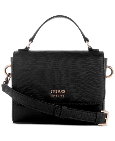 Guess Lyndi Mini Top Handle Flap Crossbody In Chestnut Multi