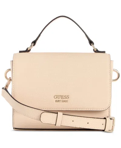 Guess Lyndi Mini Top Handle Flap Crossbody In Blush,taupe Multi