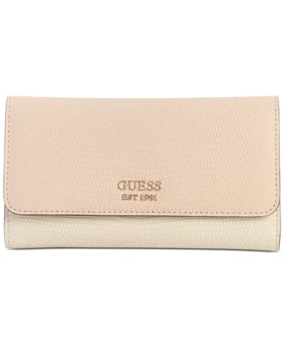 Guess Lyndi Slim Clutch Wallet In Blush,taupe Multi