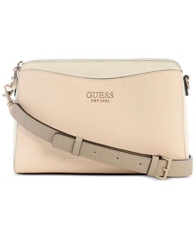Guess Lyndi Small Triple Compartment Girlfriend Crossbody In Blush,taupe Multi