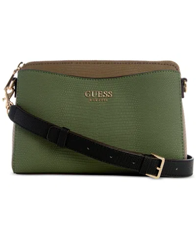 Guess Lyndi Small Triple Compartment Girlfriend Crossbody In Green