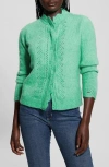 Guess Macie Pointelle Detail Cardigan In Sea Glass Green