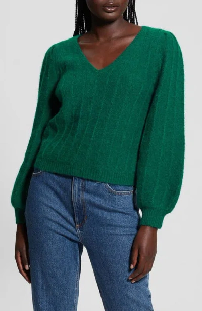 Guess Madeline Pointelle Detail Sweater In Adventurous Green