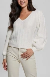Guess Madeline Pointelle Detail Sweater In Dove White
