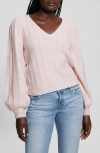 Guess Madeline Pointelle Detail Sweater In Low Key Pink