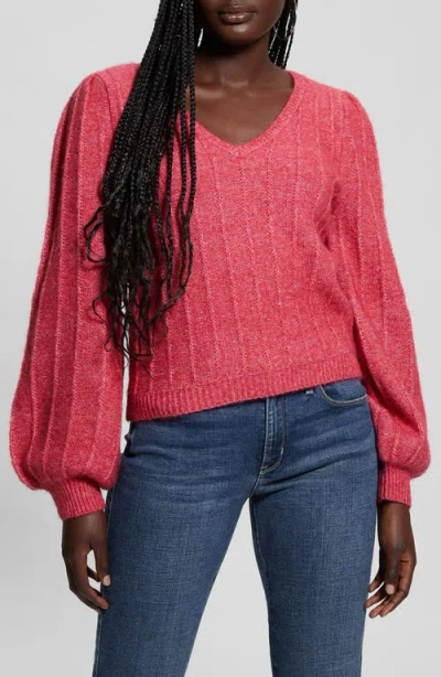 Guess Madeline Pointelle Detail Sweater In Pink