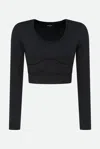 Guess Maglia Crop Nera In Nero