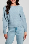 Guess Malorie Pointelle Detail Dolman Sleeve Sweater In Blue Ribbon