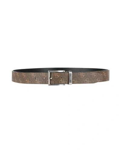 Guess Man Belt Brown Size M Polyurethane, Cow Leather