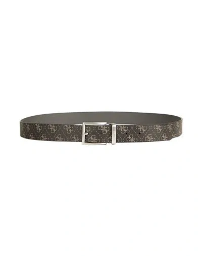 Guess Man Belt Steel Grey Size Xl Polyurethane, Cow Leather In Gray
