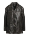 Guess Man Coat Black Size L Lambskin In Black