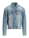 Guess Man Denim Outerwear Blue Size L Cotton In Blue