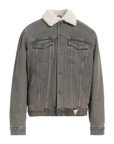 Guess Man Denim Outerwear Blue Size L Cotton, Hemp In Gray