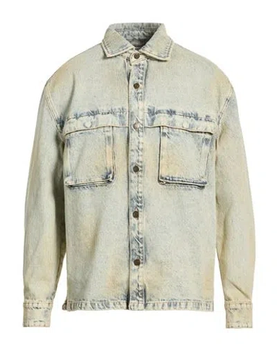 Guess Man Denim Outerwear Blue Size M Cotton, Hemp