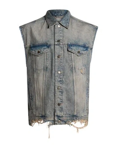 Guess Man Denim Outerwear Blue Size S Cotton, Hemp