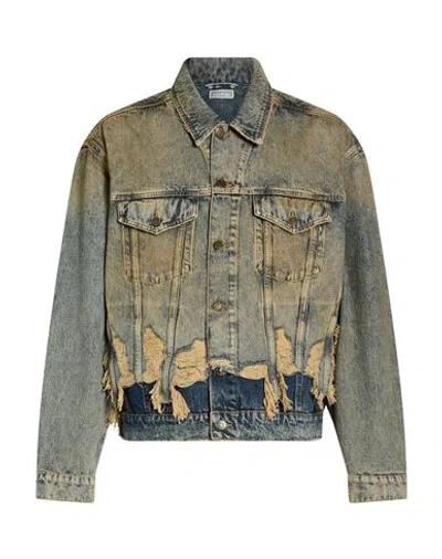 Guess Man Denim Outerwear Blue Size S Cotton, Hemp In Green