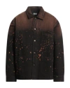 Guess Man Denim Outerwear Brown Size L Cotton In Brown