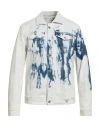 Guess Man Denim Outerwear Off White Size L Cotton, Elastane