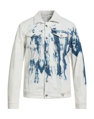 Guess Man Denim Outerwear Off White Size L Cotton, Elastane