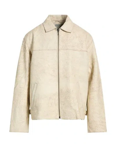 Guess Man Jacket Cream Size L Lambskin In White