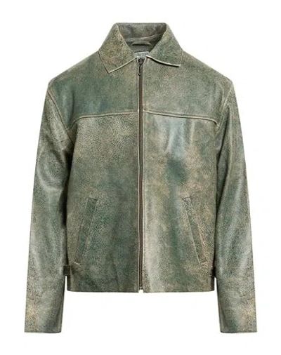 Guess Man Jacket Military Green Size L Lambskin In Multi