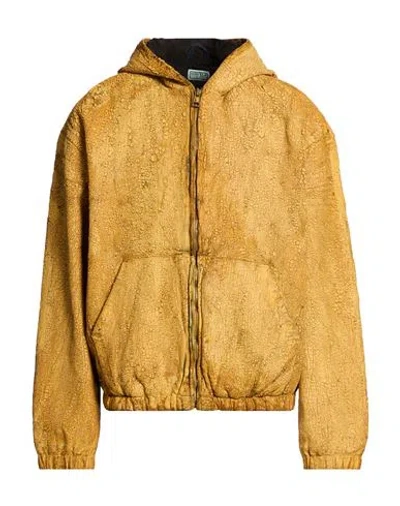 Guess Man Jacket Yellow Size Xl Cotton, Polyester, Elastane, Elastomultiester
