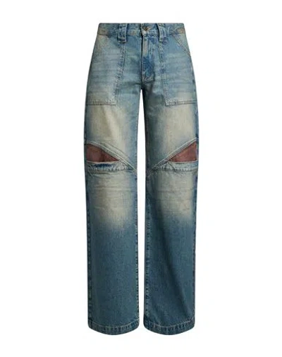 Guess Man Jeans Blue Size 27w-35l Cotton, Leather