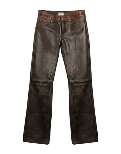 Guess Man Pants Brown Size 25w-33l Cow Leather