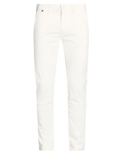 Guess Man Pants Ivory Size 32w-32l Cotton, Elastane In White
