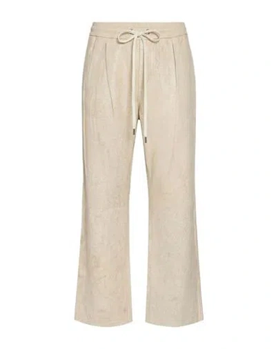 Guess Man Pants Ivory Size S Lambskin In Neutral