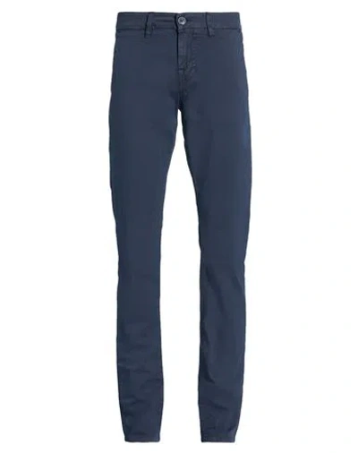 Guess Man Pants Navy Size 30w-34l Cotton, Elastane In Blue