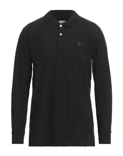 Guess Man Polo Shirt Black Size S Cotton, Elastane